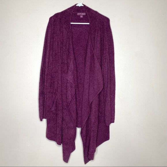 Barefoot Dreams CozyChic Lite Knit Island Wrap Open Front Burgundy Plus Size 2X - Picture 4 of 15
